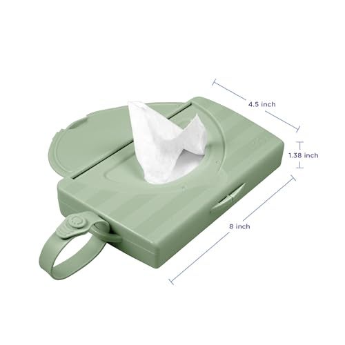Ubbi On-The-Go Baby Wipes Dispenser, Portable Container for Travel, Silicone Strap for Easy Hanging to Stroller, Keeps Wipes Fresh & Moist, Reusable Wipes Holder, Sage Green - Image 2