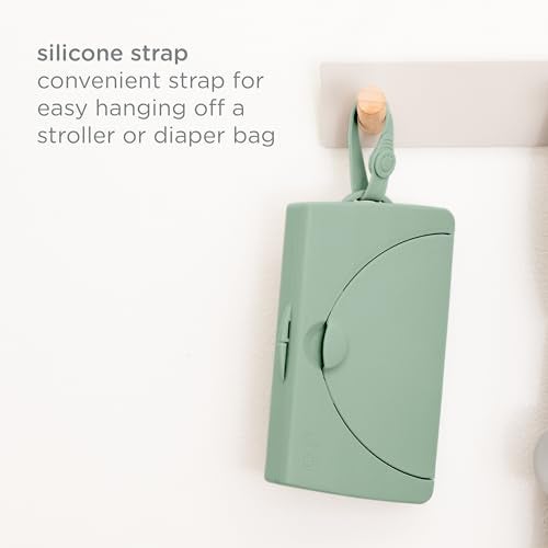 Ubbi On-The-Go Baby Wipes Dispenser, Portable Container for Travel, Silicone Strap for Easy Hanging to Stroller, Keeps Wipes Fresh & Moist, Reusable Wipes Holder, Sage Green - Image 3