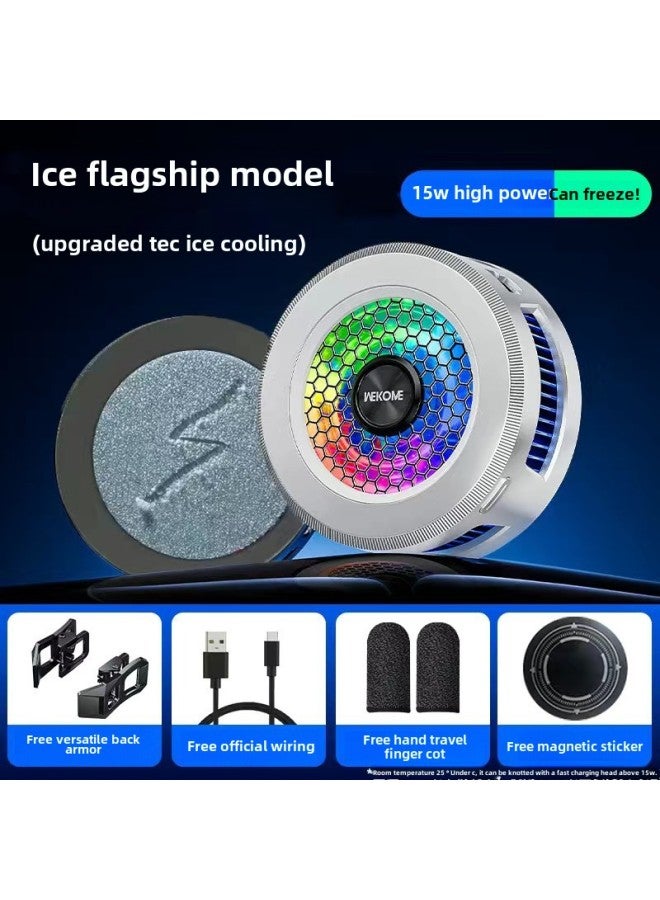 WEKOME Mobile Phone Radiator Semiconductor Refrigeration Icing Cooling Artifact AL19 Digital Display Live-Color:AL19 Icing 【silver】】 - Image 1