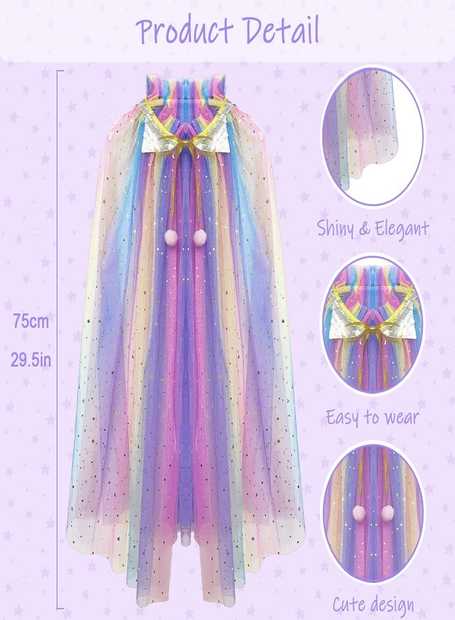 WOXVM Princess Cape for Girls Princess Cloak with Crown Sequins Tulle Princess Dress Up for Christmas Birthday Party - Image 2
