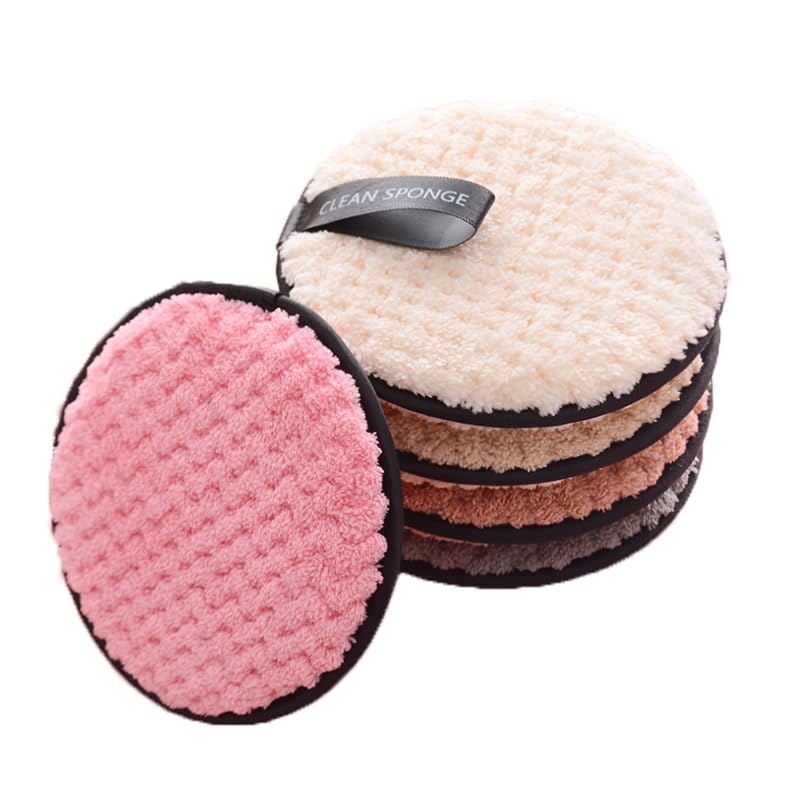 KitchenFest Reusable Microfiber Makeup Removing Pads for Face Cleansing Foundation Mascara Eyeliner Lipstick Remover Round Puff Washable Multicolor 1 Pcs 1 - Image 1