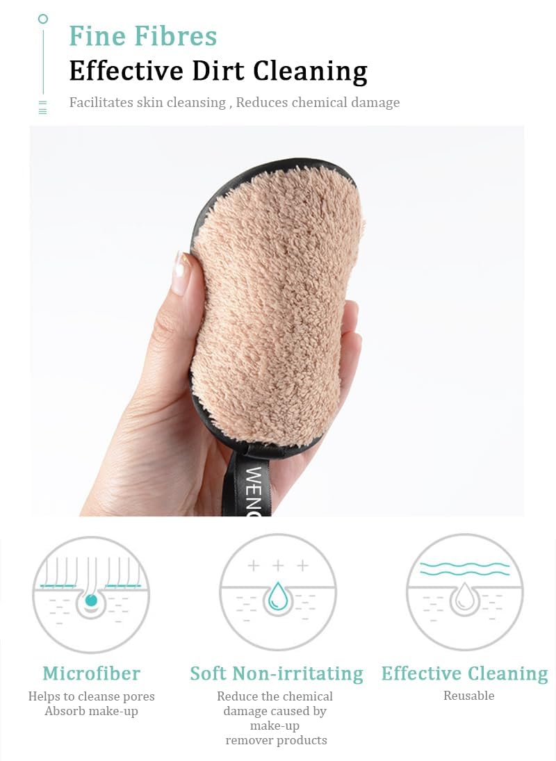 KitchenFest Reusable Microfiber Makeup Removing Pads for Face Cleansing Foundation Mascara Eyeliner Lipstick Remover Round Puff Washable Multicolor 1 Pcs 1 - Image 3