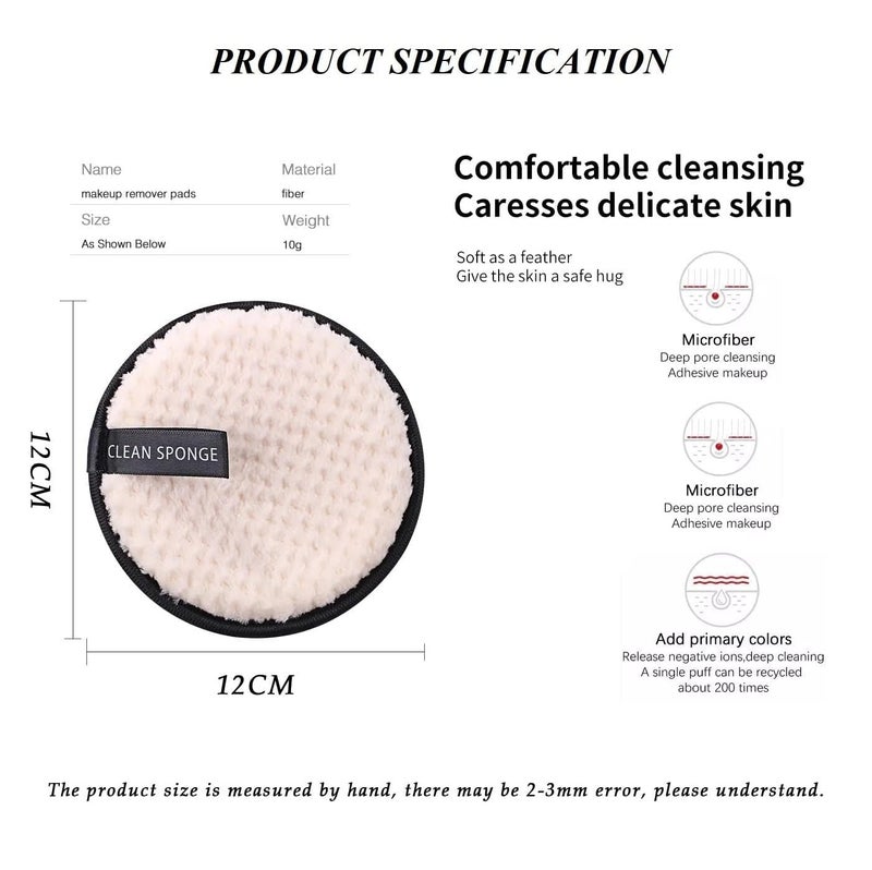KitchenFest Reusable Microfiber Makeup Removing Pads for Face Cleansing Foundation Mascara Eyeliner Lipstick Remover Round Puff Washable Multicolor 1 Pcs 1 - Image 2