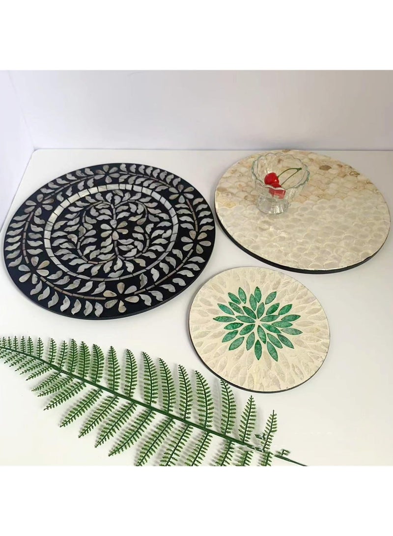 Handmade Tray with Shell Inlay Decorative Serving Platter for Fruits Desserts and Home Decor  - Image 2