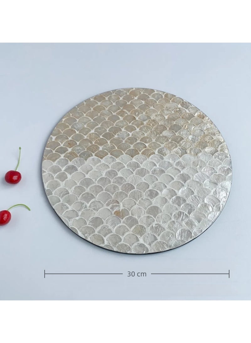 Handmade Tray with Shell Inlay Decorative Serving Platter for Fruits Desserts and Home Decor  - Image 3