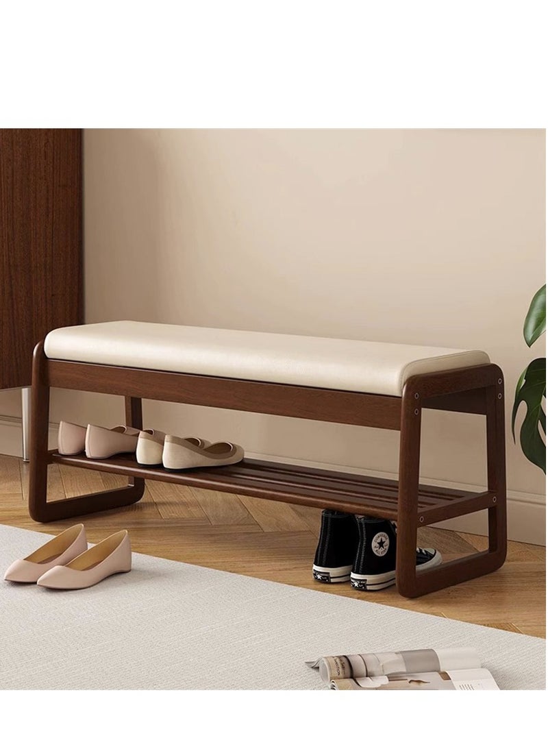Generic Wooden Shoe Bench, Modern Shoe Cabinet with Storage and Leather Cushion Seat for Shoe Changing and Shoe Organizer, For Home Entryway Hallway Bedroom Living Room, (White 80CM)  - Image 1