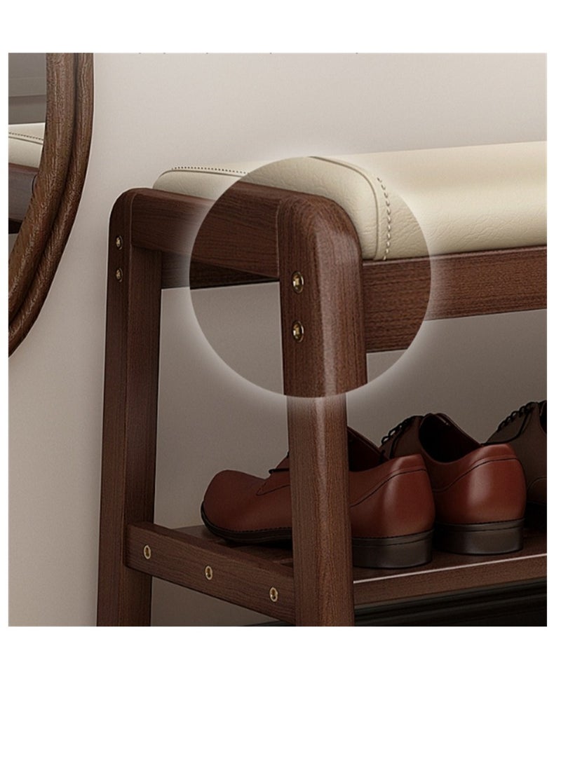 Generic Wooden Shoe Bench, Modern Shoe Cabinet with Storage and Leather Cushion Seat for Shoe Changing and Shoe Organizer, For Home Entryway Hallway Bedroom Living Room, (White 80CM)  - Image 3