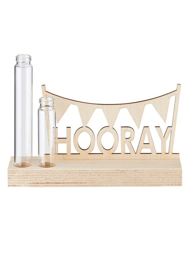 Slant Collections Wood Gift Décor for Table or Shelf, 8.8" L x 7.3" H, Hooray - Image 1