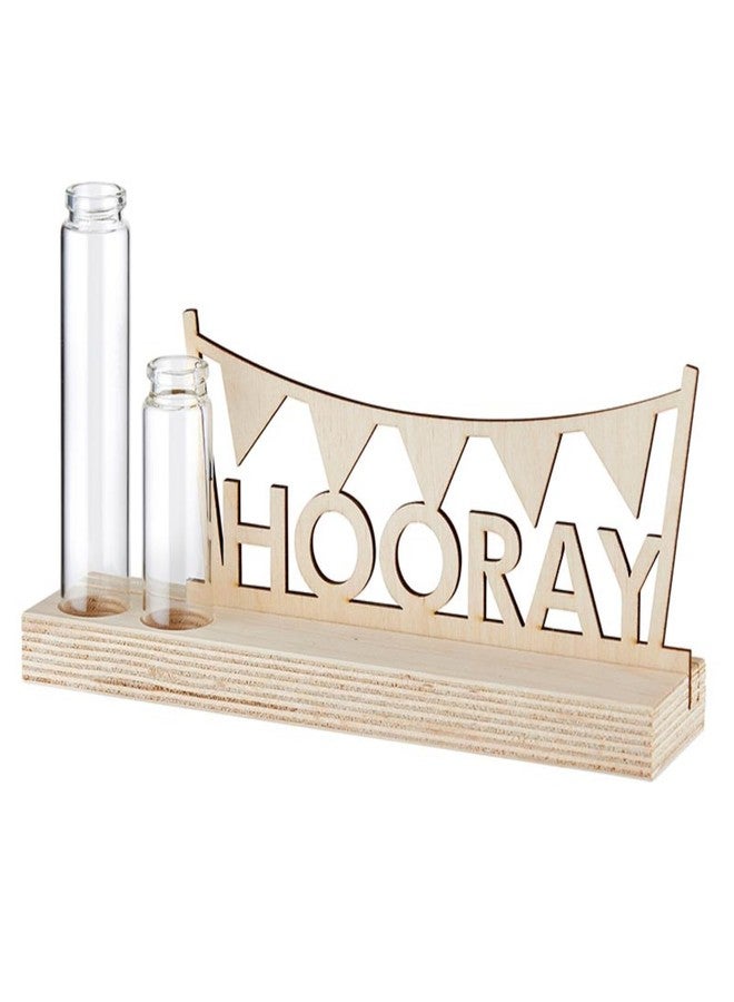 Slant Collections Wood Gift Décor for Table or Shelf, 8.8" L x 7.3" H, Hooray - Image 2