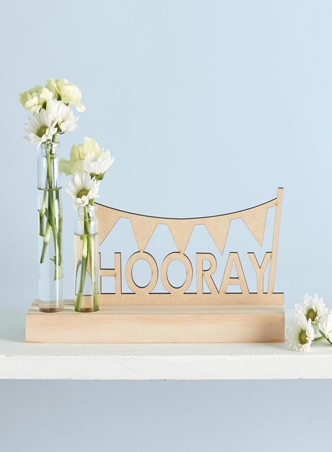 Slant Collections Wood Gift Décor for Table or Shelf, 8.8" L x 7.3" H, Hooray - Image 5