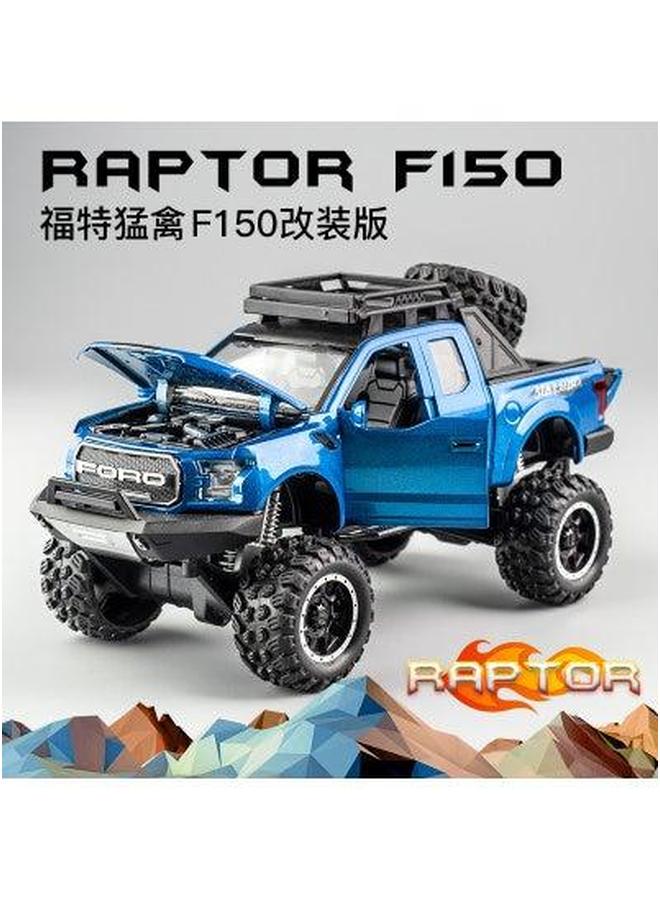 Loquat Alloy Raptor F150 Large Wheel Sound-light Boy Toy Car Model 32019 blue box