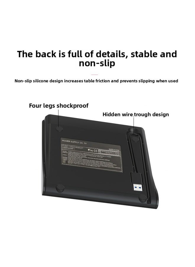Generic Brushed USB External Optical Drive Dvd Burner Laptop Mobile Optical Drive-Color:brushed Single USB Black DVD  - Image 3