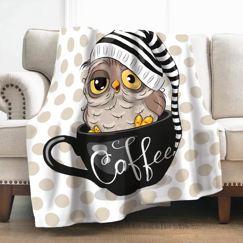 Levens Colorful Owl Blanket Gifts for Girls Women Boys Decor for Home Bedroom Living Room Office Dorm Soft Cute Lightweight Plush Throw Blankets Black 50x60