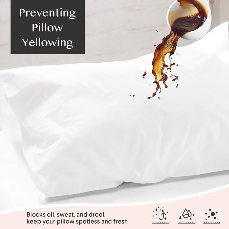 FAUNNA Waterproof Pillow Protectors Zippered Pillow Covers Soft Comfortable Sateen 100% Long-Staple Cotton  Quiet and Breathable Pillowcase Queen Size 4 Pack - Image 3