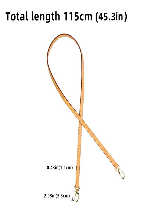 jiesinlov Genuine Vachetta Leather thin Strap Replacement,Purse Shoulder Straps Crossbody for Handbag Brown(Double Buckles-Length:45.3in) - Image 3