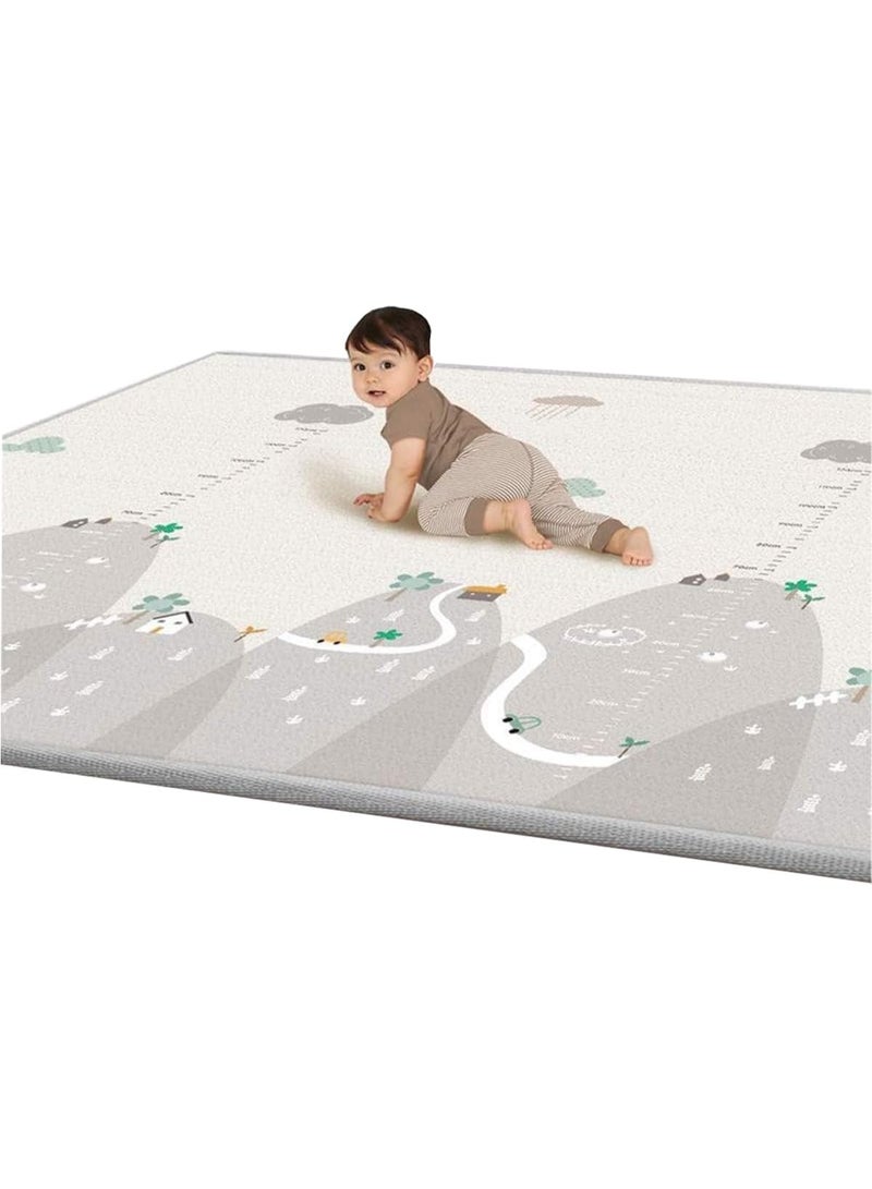 Large Foldable Baby Crawling Play Mat, 193 x 176 CM Extra Thick Soft Foam Floor Mat, Double-Sided Waterproof Non-Slip Kids Activity Playmat for Indoor Use, Grey - Image 5