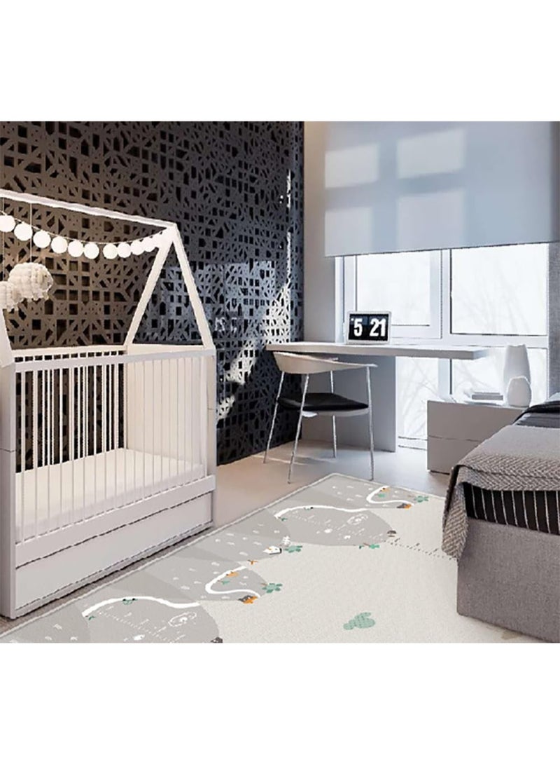 Large Foldable Baby Crawling Play Mat, 193 x 176 CM Extra Thick Soft Foam Floor Mat, Double-Sided Waterproof Non-Slip Kids Activity Playmat for Indoor Use, Grey - Image 4
