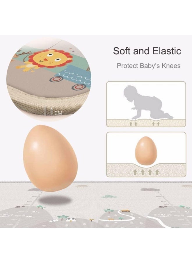 Large Foldable Baby Crawling Play Mat, 193 x 176 CM Extra Thick Soft Foam Floor Mat, Double-Sided Waterproof Non-Slip Kids Activity Playmat for Indoor Use, Grey - Image 2