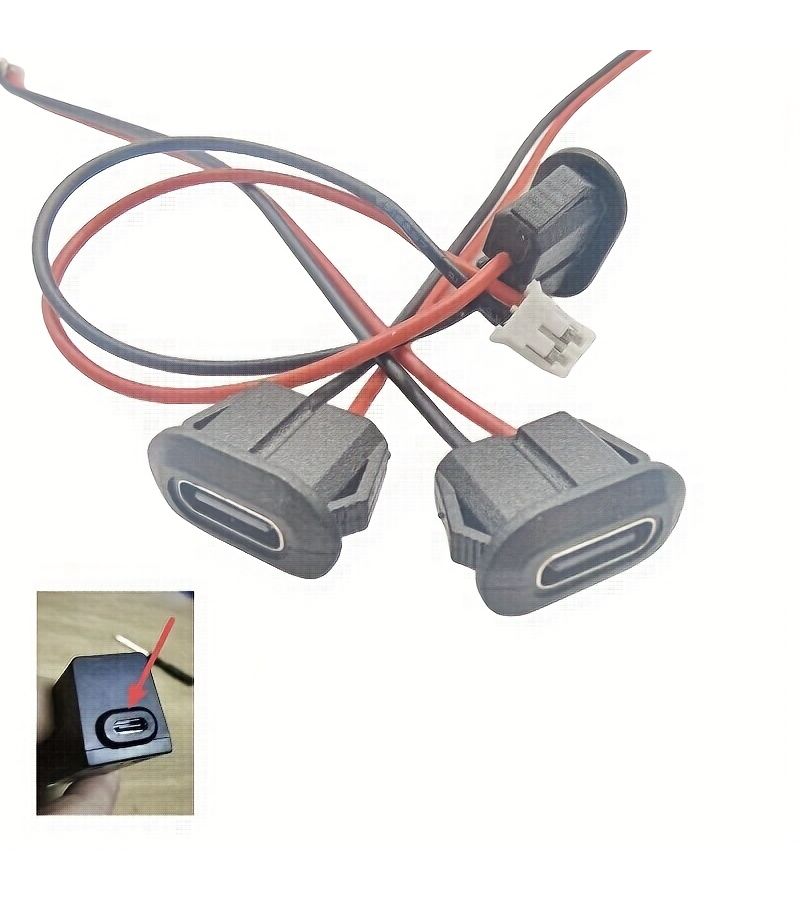 10pcs Type C 2 Pin PH2.0 Black Flat USB Female Connector for Devices - Image 1