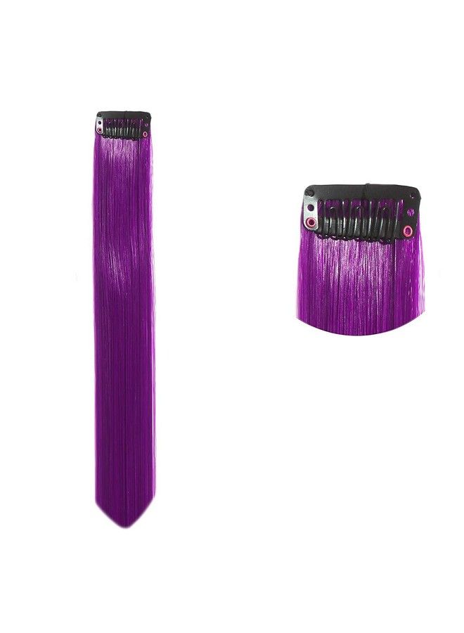 Rapidsflow Straight Colored Hair Streak/Hair Extensions For Women And Girls Real Hair For Highlighting (Set Of 4 Pc) (Purple) - Image 4