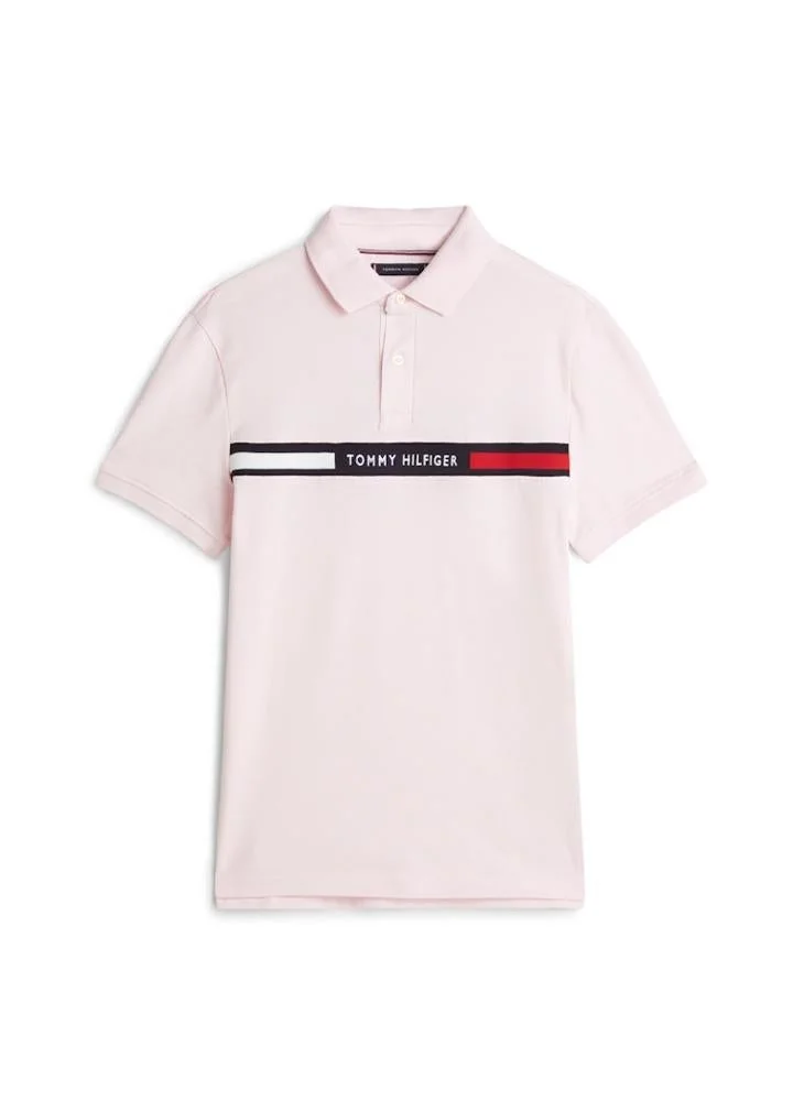Tommy Hilfiger Light Pink Regular Fit Logo Insert Pique Polo Shirt for Men | Best Price UAE