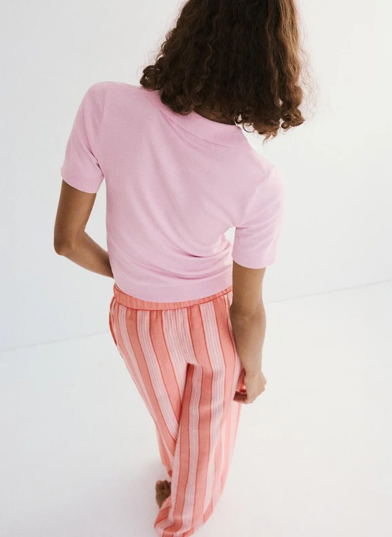 مانجو Fine-Knit Polo Shirt