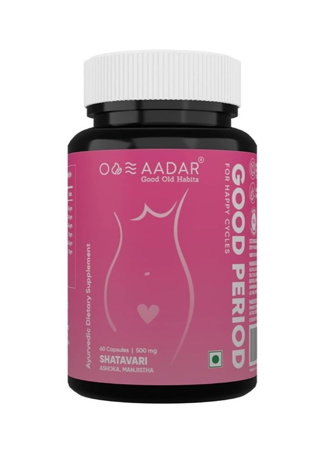 AADAR Good Period For Hormone Balance Pcos Stress Relief And Mood Swings 60 Capsules  - Image 1