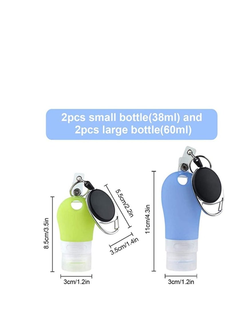 SYOSI - 4pcs Silicone Refillable Bottles Set Leak Proof Empty Travel Bottles Portable Travel Containers with Extendable Carabiner Clip up to 65 cm 25.6 in for Liquid Hand Soap Toiletries - Image 1