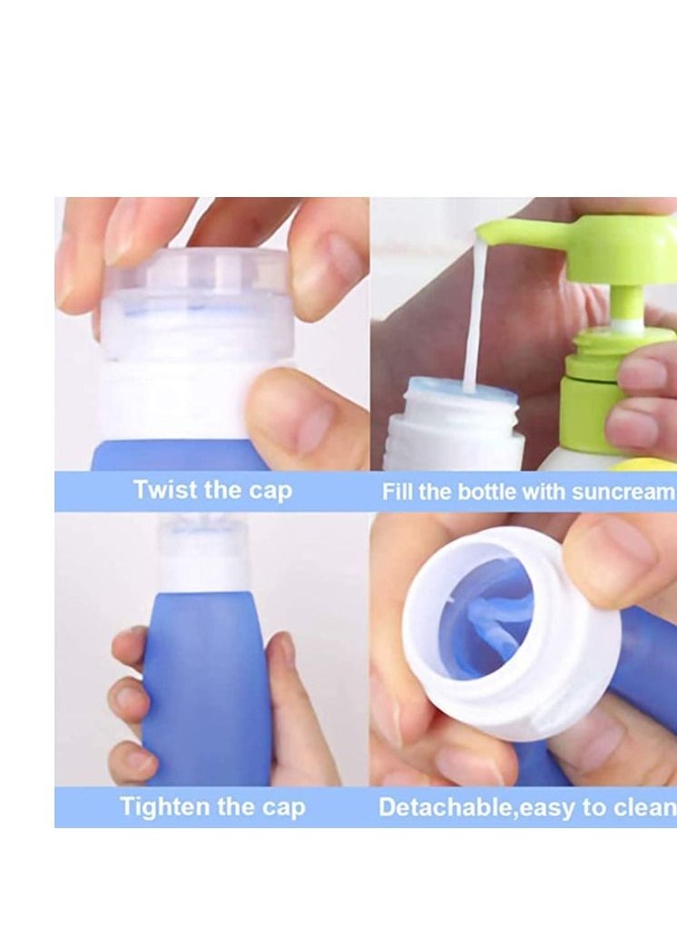 SYOSI - 4pcs Silicone Refillable Bottles Set Leak Proof Empty Travel Bottles Portable Travel Containers with Extendable Carabiner Clip up to 65 cm 25.6 in for Liquid Hand Soap Toiletries - Image 1