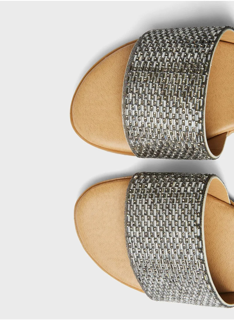 Dune LONDON Lynda Di Hotfix Strap Slip-On Flat Sandals