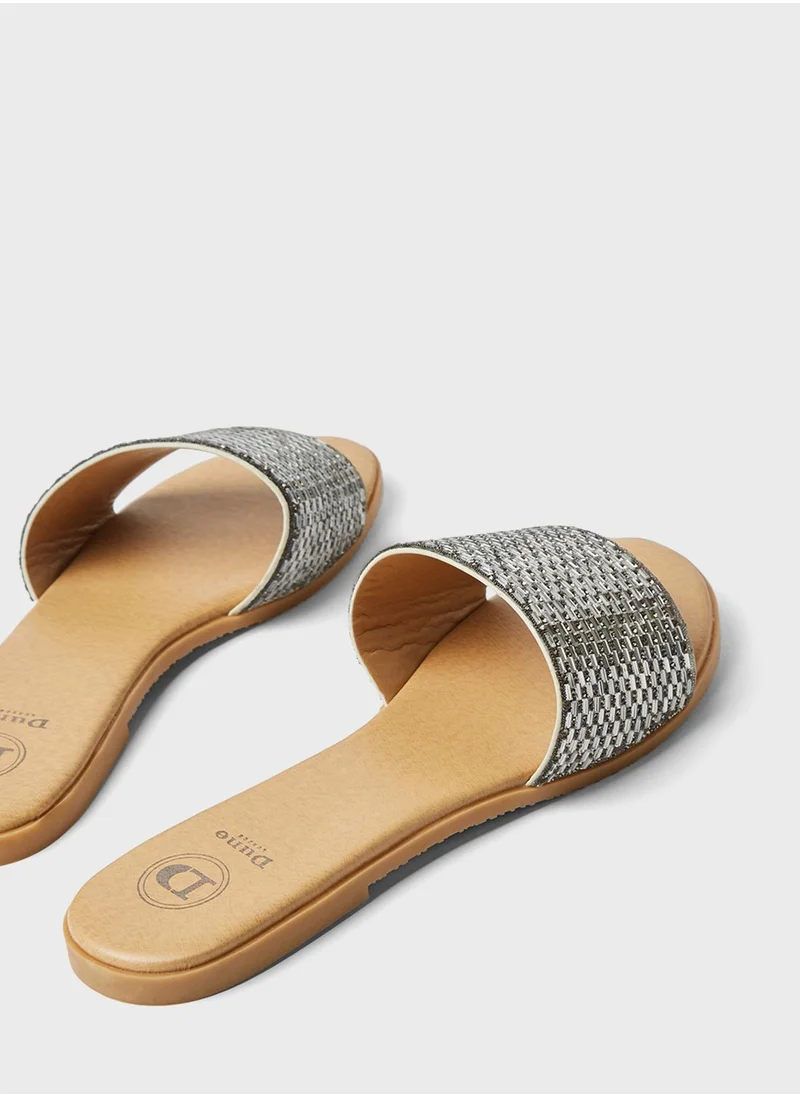 Dune LONDON Lynda Di Hotfix Strap Slip-On Flat Sandals