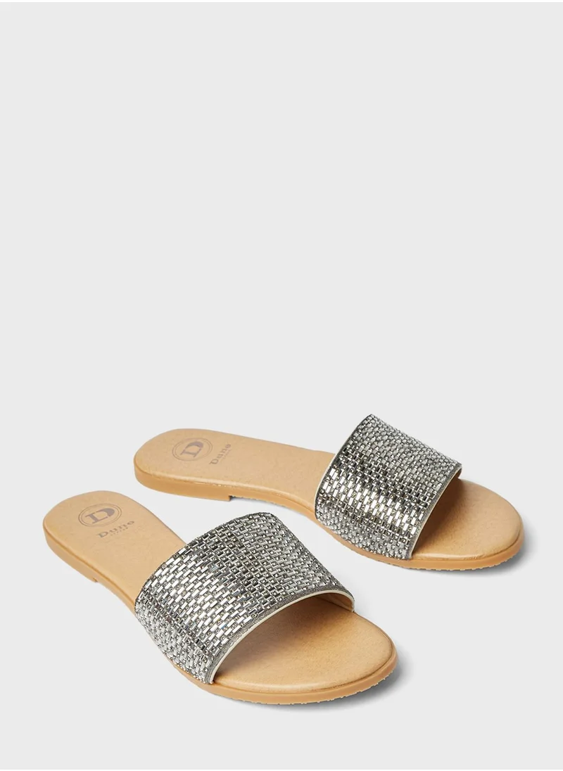 Dune LONDON Lynda Di Hotfix Strap Slip-On Flat Sandals