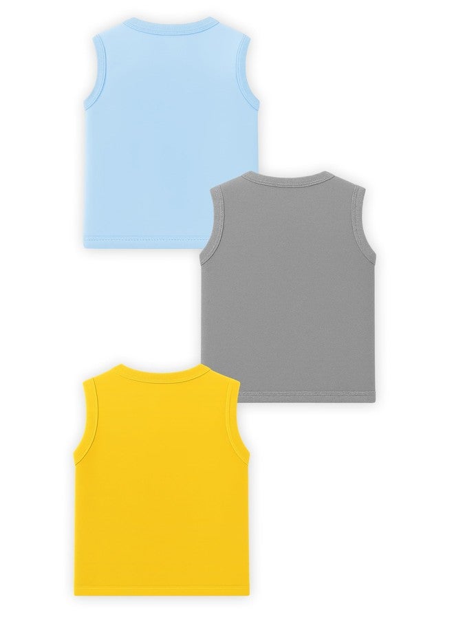 Kidbee Baby Cotton Sleeveless Front Open Jabla - Pack of 3 | Soft Button Vest for Newborns & Infants (in, Age, 12 Months, 18 Months, Regular, BS-JSL-Multi-3pc-B) - Image 2