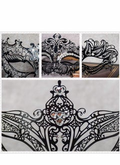 Excefore Masquerade Mask for Women Mardi Gras Deecorations Venetian Masks Metal Shiny Rhinestone  Party Evening Prom Ball Costumes Accessory, Black  - Image 4
