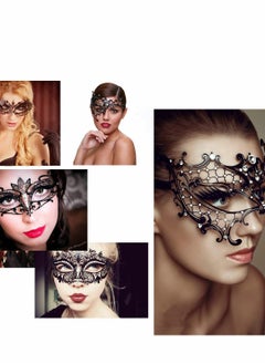 Excefore Masquerade Mask for Women Mardi Gras Deecorations Venetian Masks Metal Shiny Rhinestone  Party Evening Prom Ball Costumes Accessory, Black  - Image 3