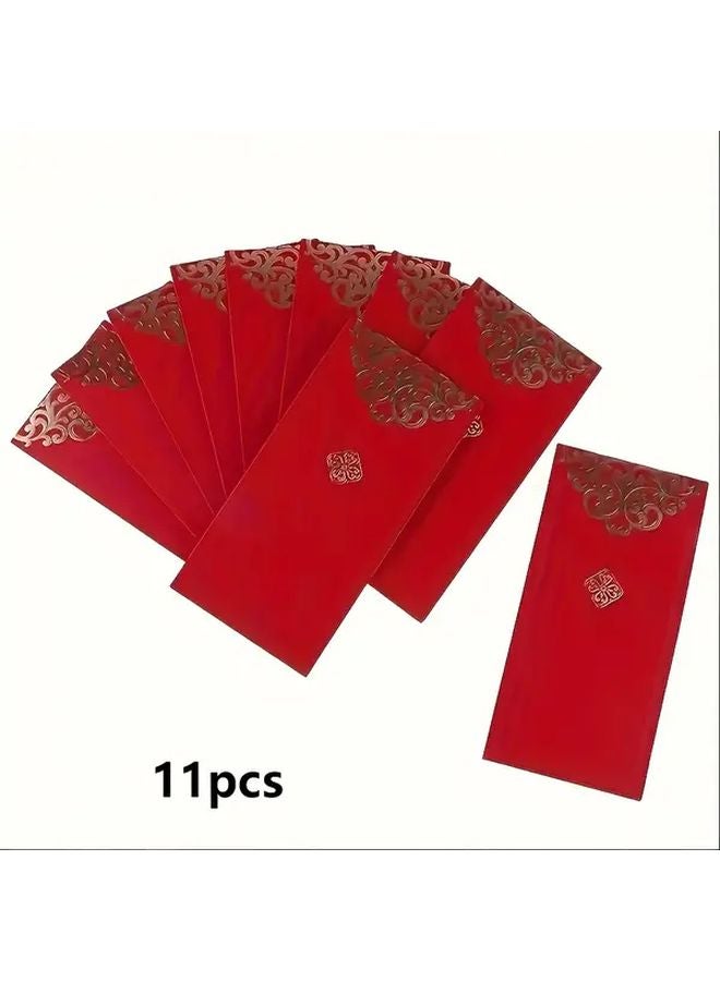 11pcs Red Envelopes Golden Chinese Character Design Christmas Chinese New Year Gift - Image 1