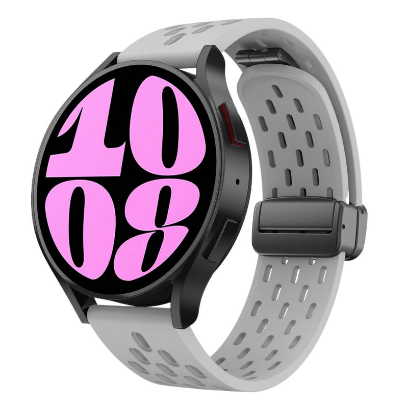 سوار ساعة ذكية رياضي من السيليكون متوافق مع Samsung Galaxy Watch 6 بملاءمة قابلة للتعديل وحزام ناعم للاستبدال اليومي باللون أسود قابل للتعديل - Image 3