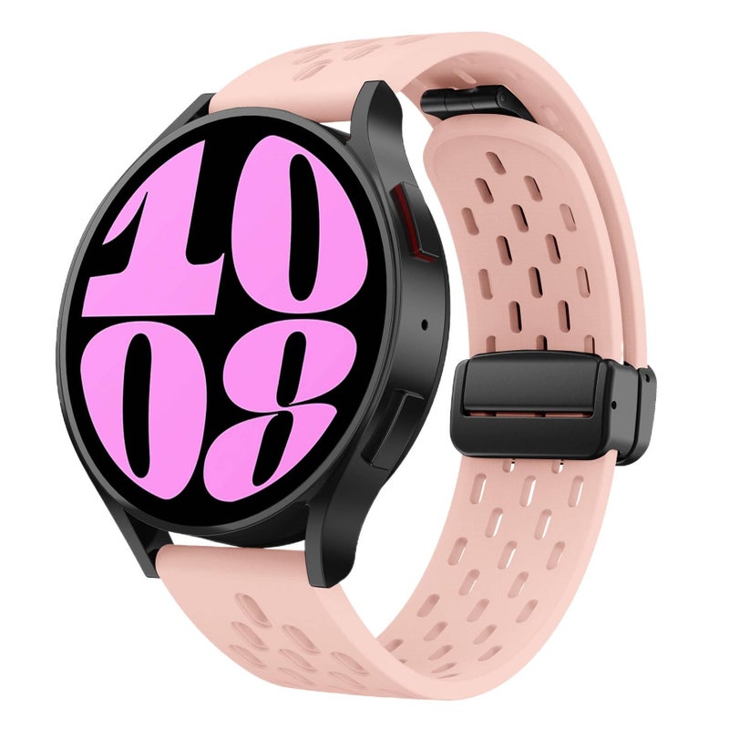 سوار ساعة ذكية رياضي من السيليكون متوافق مع Samsung Galaxy Watch 6 بملاءمة قابلة للتعديل وحزام ناعم للاستبدال اليومي باللون أسود قابل للتعديل - Image 5