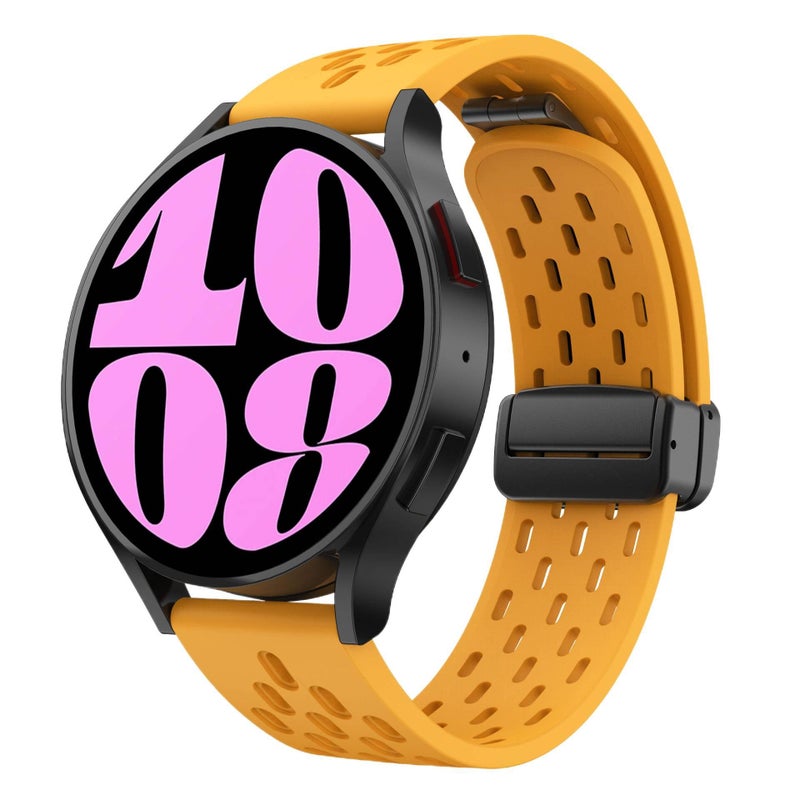 سوار ساعة ذكية رياضي من السيليكون متوافق مع Samsung Galaxy Watch 6 بملاءمة قابلة للتعديل وحزام ناعم للاستبدال اليومي باللون أسود قابل للتعديل - Image 1