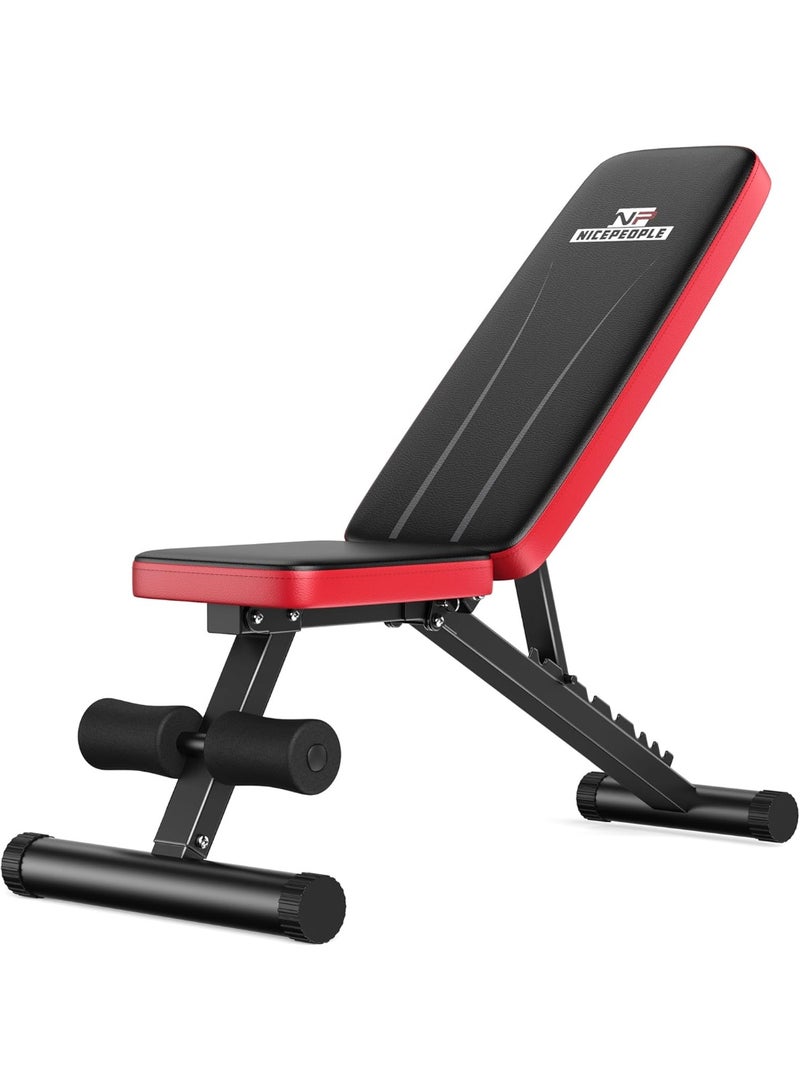 NPO Foldable Basic Weight Bench for Home Gym, Full Body Workout Bench with 8 Backrest Positions, 660lbs Capacity, Adjustable Bench - Image 1