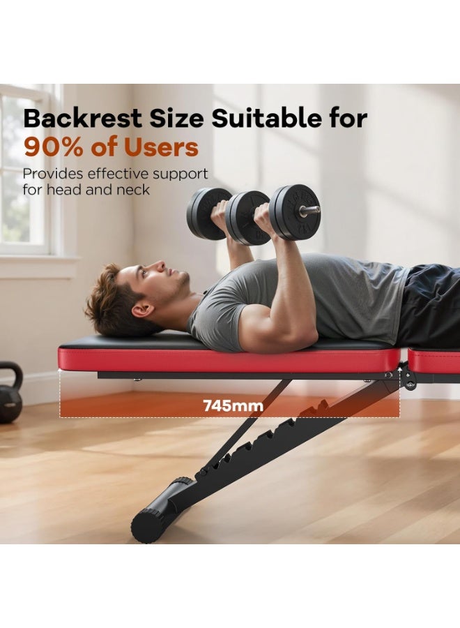 NPO Foldable Basic Weight Bench for Home Gym, Full Body Workout Bench with 8 Backrest Positions, 660lbs Capacity, Adjustable Bench - Image 4