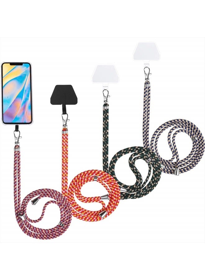 Weewooday 4 Pieces Universal Cell Phone Lanyards with Adjustable Detachable Nylon Neck Crossbody Lanyard and 4 Pieces Black and Transparent Pads for Most Smartphones () - Image 1