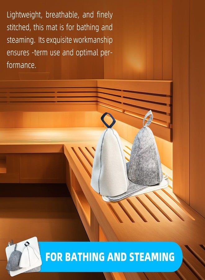 Flylin Sauna Hat, 2 Pcs Wool Felt Sauna Shower Cap with Mat High Absorbent Steam Bath Sauna Accessories for Women and Men - Image 4
