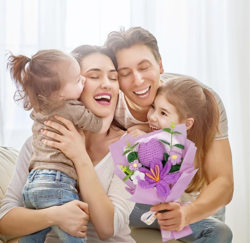 VRB Dec باقة زهور كروشيه صناعية 1 قطعة / باقة زهور صناعية / باقة زهور كروشيه / زهور كروشيه / هدية باقة زهور للفتيات لتزيين المنزل، الهدايا، إلخ. (تصميم 5) - Image 4