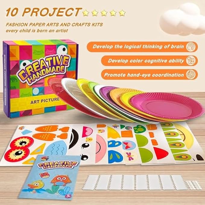 Creative 10PCS PAPER PLATE ART KIT FOR KIDS PAPER PLATE ANIMALS CRAFT KITS FOR KIDS CRAFTS FOR 3-12 YEAR OLDS PRESCHOOL EDUCATION BOYS AND GIRLS BEST HALLOWEEN CHRISTMAS BIRTHDAY HOLIDAY GIFTS - Image 3