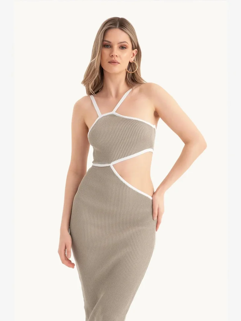 HICCUP One Shoulder Midi Dress with a Side Cut Out