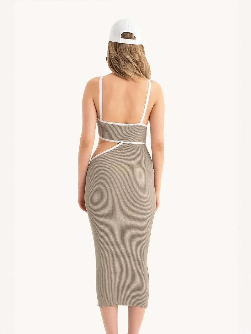 HICCUP One Shoulder Midi Dress with a Side Cut Out