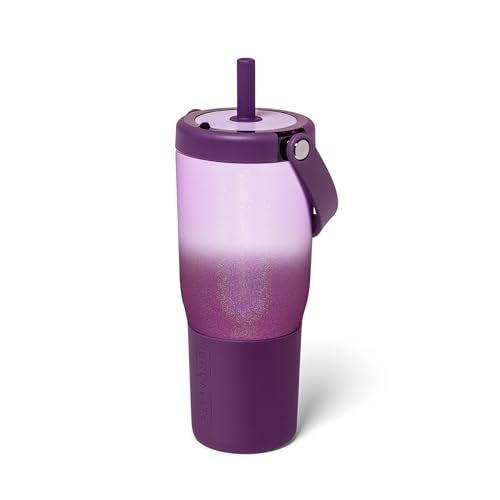 BrÃ¼Mate BrMate Resa 25oz 100 Leakproof Travel Tumbler wHandle Straw Flexible SoftSip Straw Silicone Sleeve for Durability Stainless Steel Cup Holder Travel Friendly Water Bottle Violet Crush - Image 1