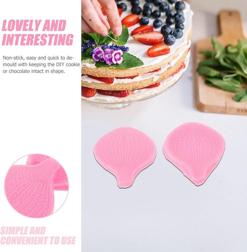 Silicone Fondant Petals Cake Mold 2 Pairs Light Pink Butterfly Flower Baking Molds DIY Cake Decorating Tool for Home Pastry and Dessert - Image 3