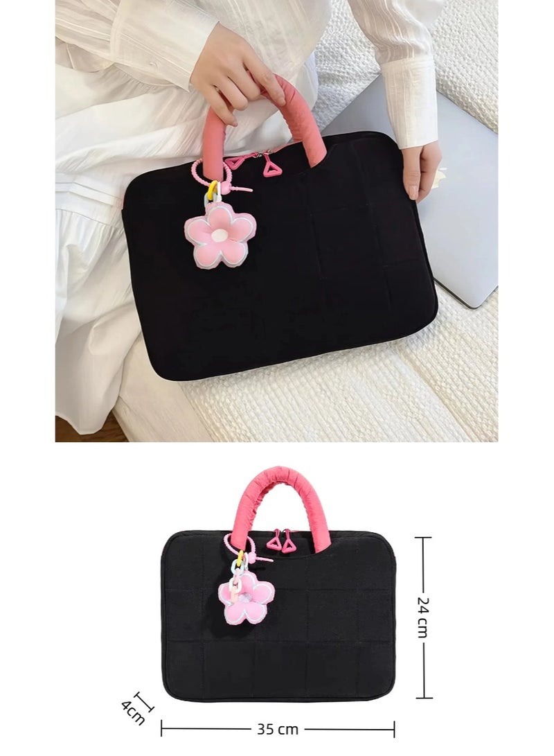 UrbanNest Laptop Bag 14/13 Sleeve Case, Water Resistant, Cute, Fashion, for Apple MacBook Pro/Air, Huawei, HP, Dell, Xiaomi and Other (Black), for Women, Gift - Image 5